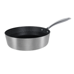 Sauteuse en acier inoxydable 24 cm avec revêtement antiadhésif nid d'abeille et long manche.