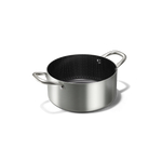 Honey 24 cm braising pan with silver stainless steel body and black ceramic non-stick coating