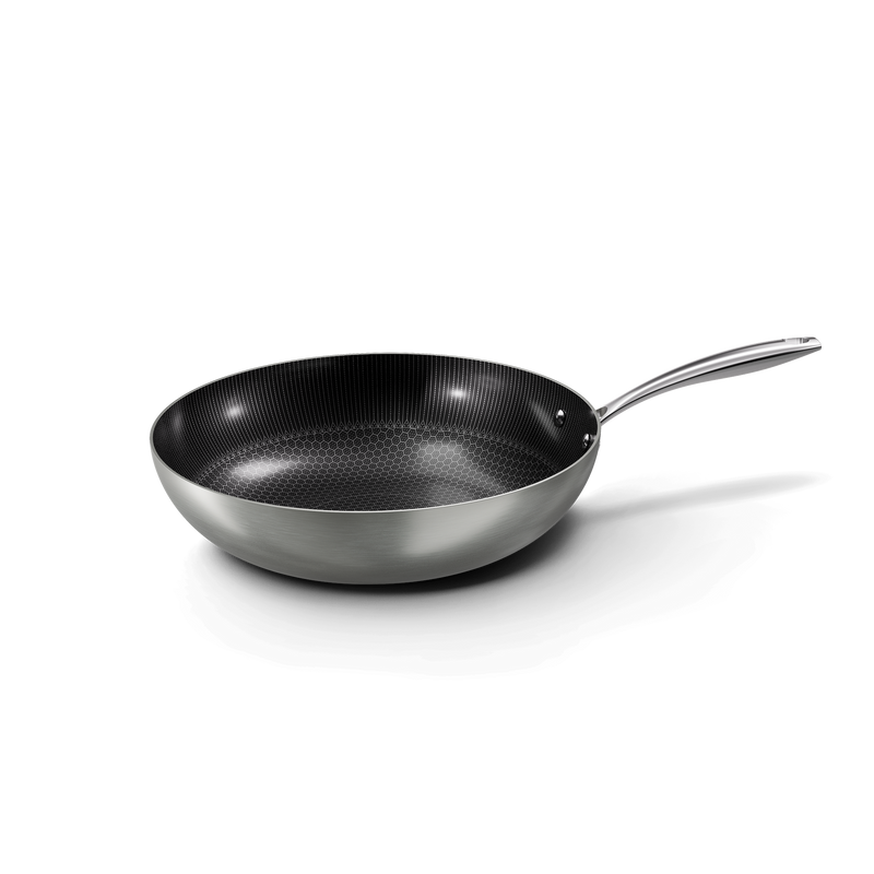 Honey wokpan 30 cm met keramische antiaanbaklaag en roestvrijstalen handvat