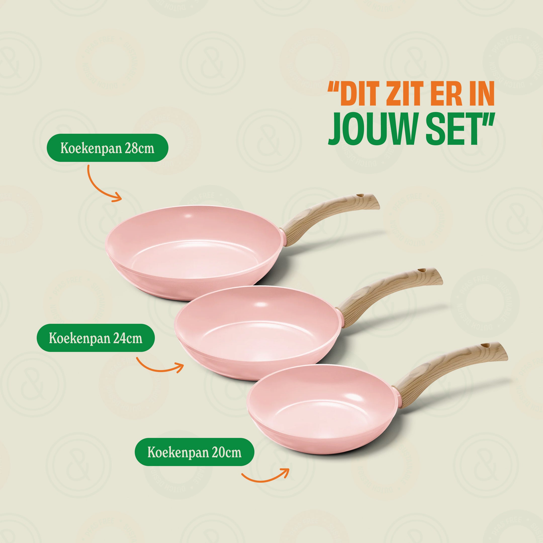 Blush Koekenpannenset 3-delig set-inhoud