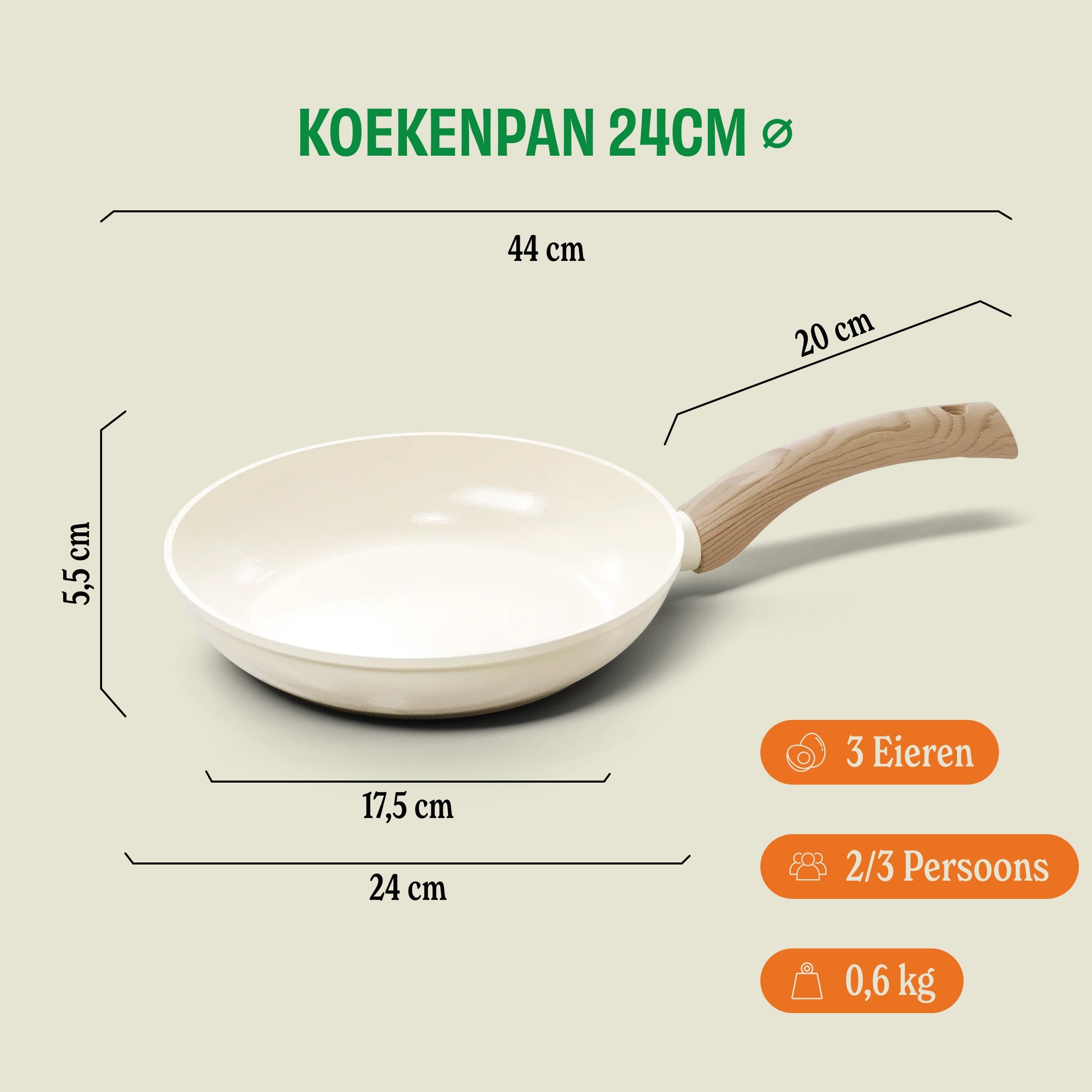 Go Ivory Koekenpan 24 cm afmetingen
