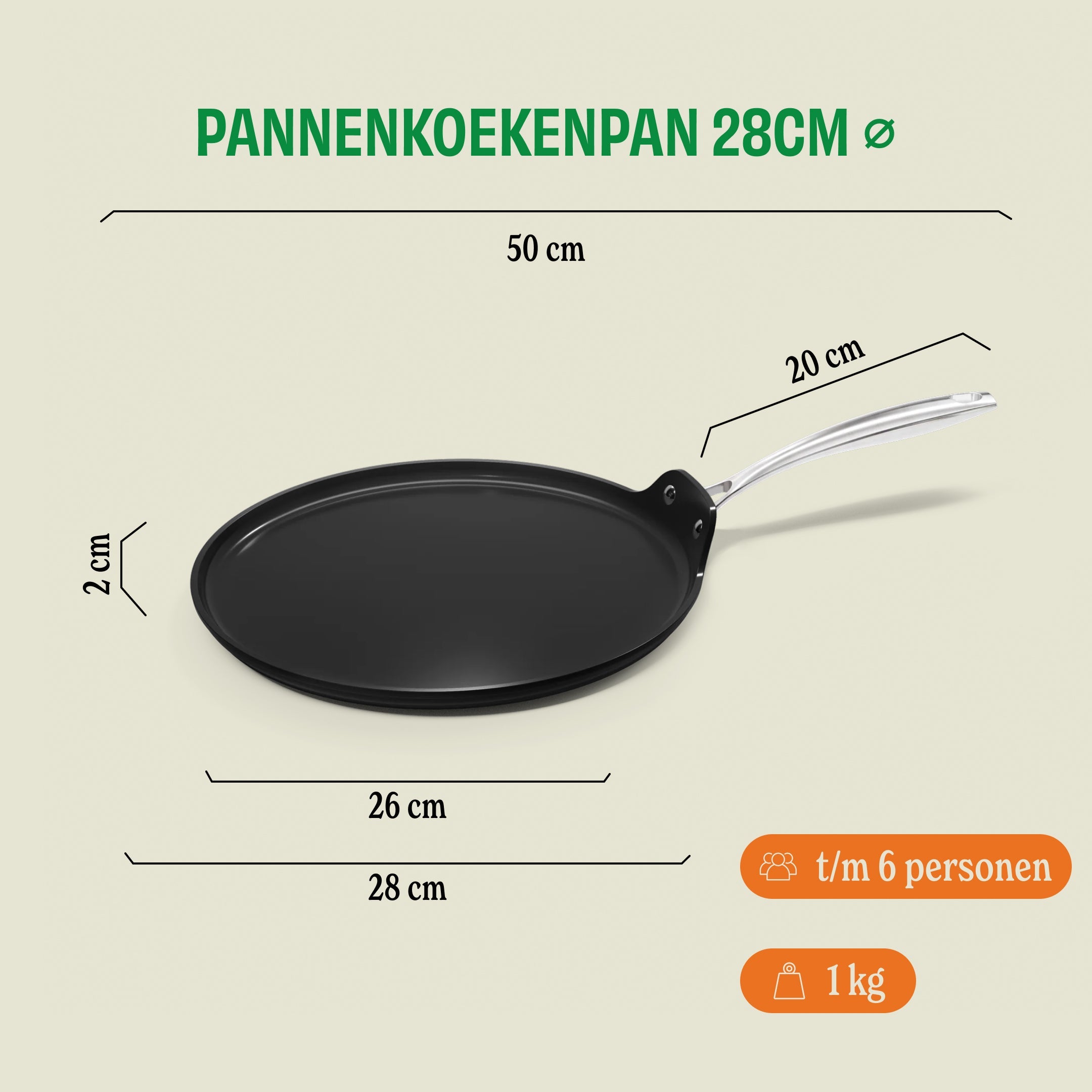 Signature Pannenkoekenpan 28 cm afmetingen