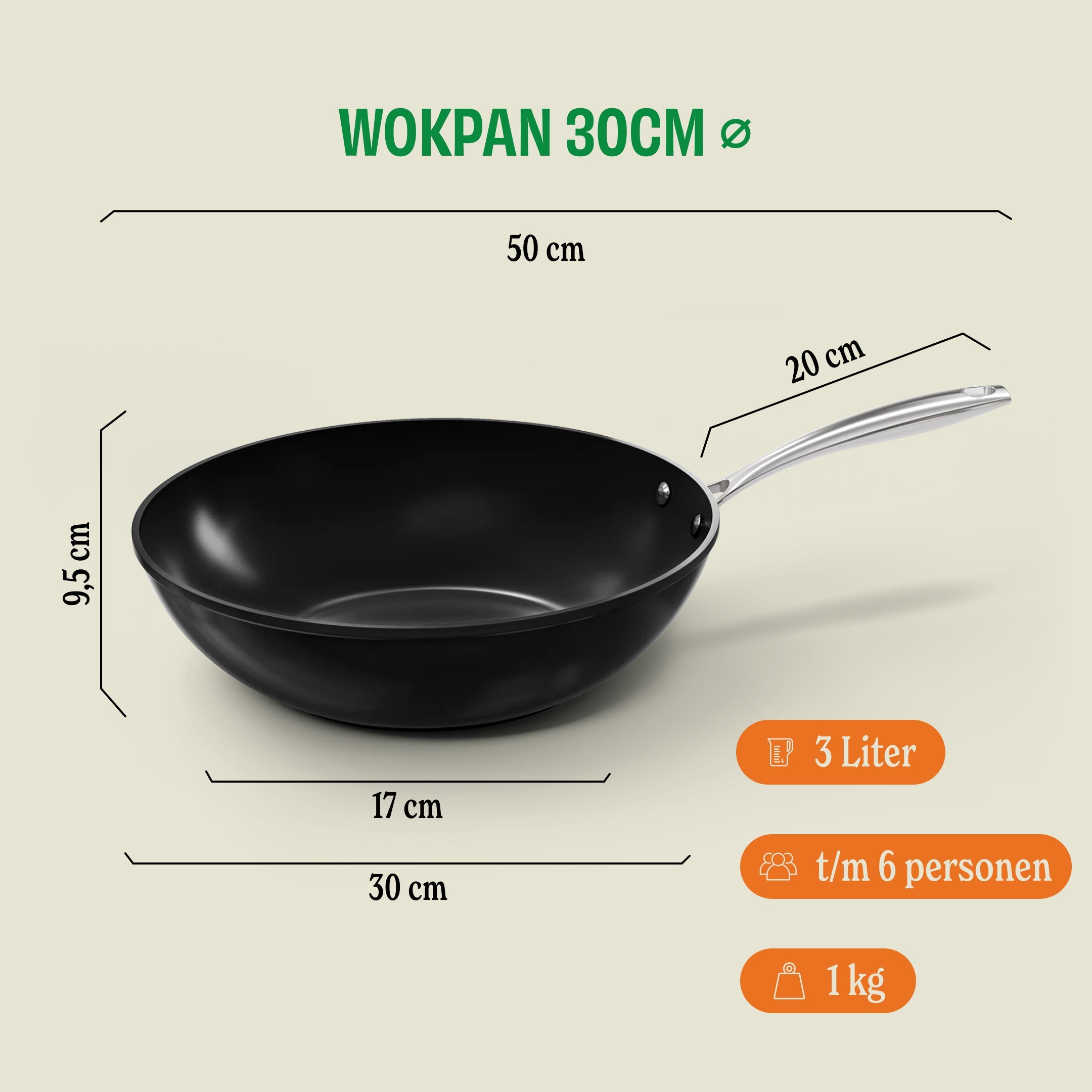 Signature Wokpan 30 cm afmetingen