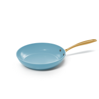 Ocean Blue koekenpan 28 cm met keramische antiaanbaklaag en goudkleurig handvat