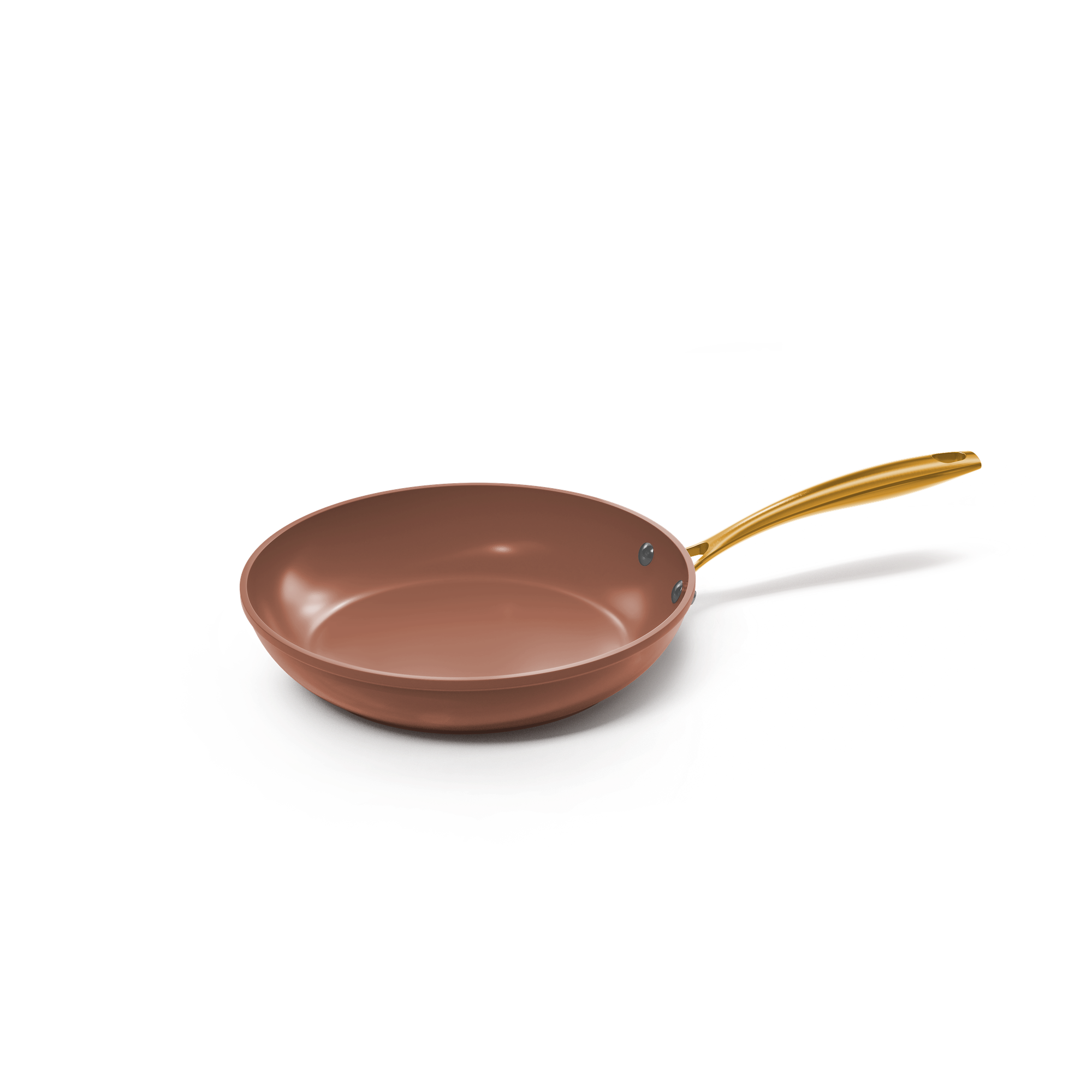 Sienna koekenpan 20 cm met keramische antiaanbaklaag in roze-bruin met gouden handvat