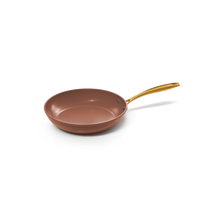 Sienna koekenpan 20 cm met keramische antiaanbaklaag in roze-bruin met gouden handvat