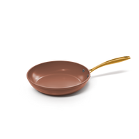 Sienna koekenpan 24 cm met terracotta keramische antiaanbaklaag en gouden handvat.