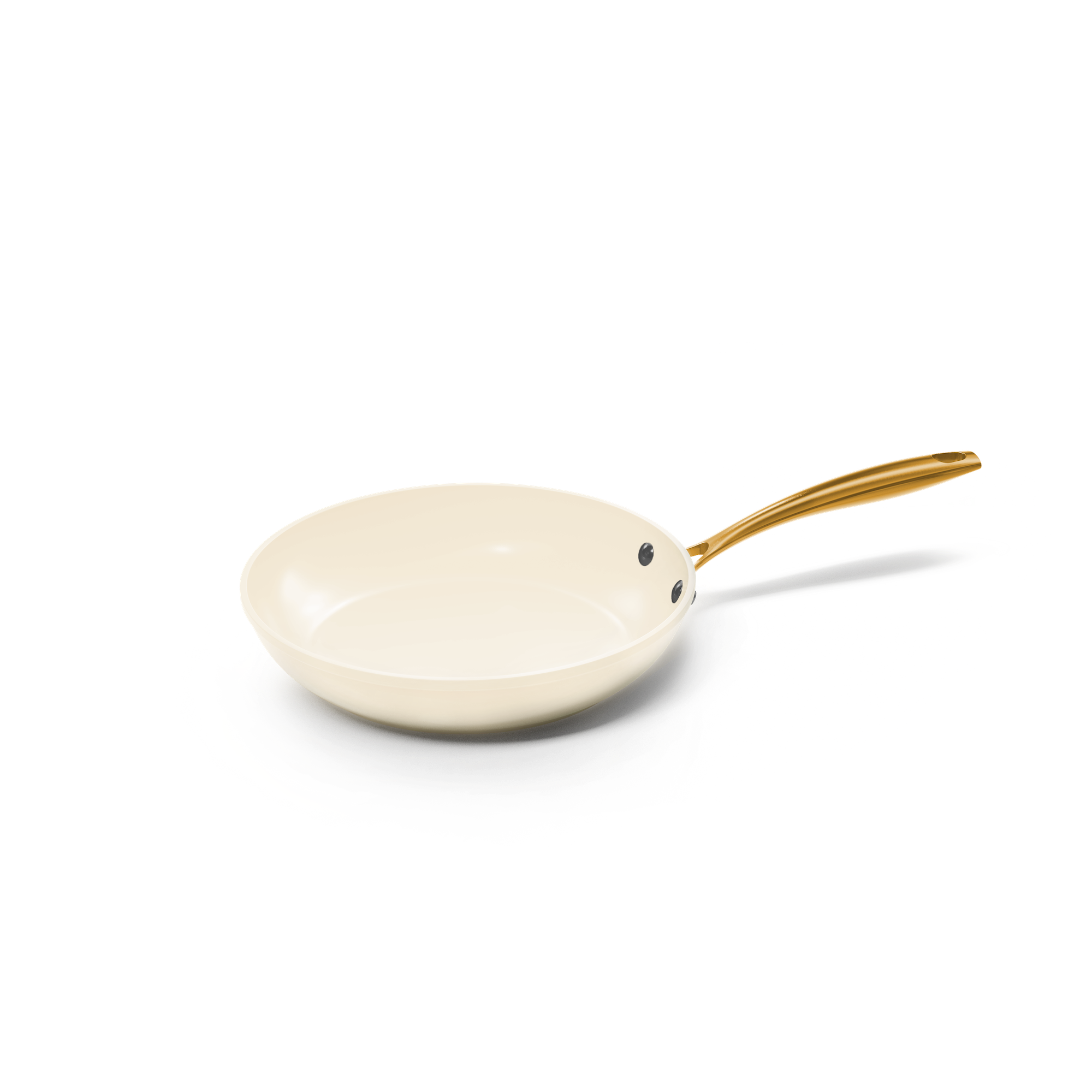 Vanilla koekenpan van 20 cm met crèmekleurige keramische antiaanbaklaag en gouden greep.