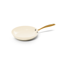Vanilla koekenpan 24 cm met crèmekleurige keramische antiaanbaklaag en goudkleurig handvat